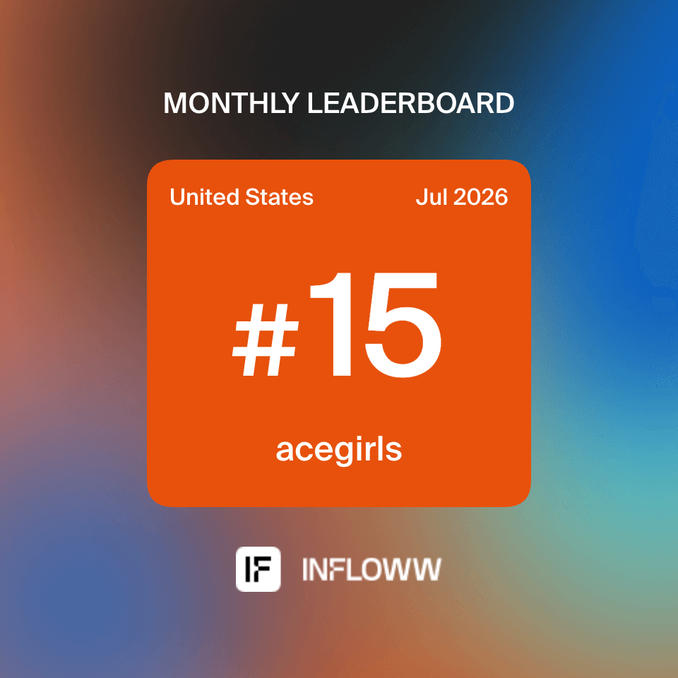 Infloww July 2026 monthly leaderboard: acegirls ranked number 15 in the United States